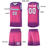 Custom Pink Purple Classic Plaid Pattern Sports Uniform Basketball Jersey