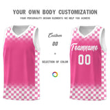 Custom Pink White Classic Plaid Pattern Sports Uniform Basketball Jersey