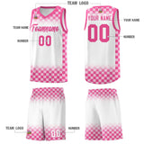 Custom White Pink Classic Plaid Pattern Sports Uniform Basketball Jersey