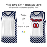 Custom White Navy Classic Plaid Pattern Sports Uniform Basketball Jersey