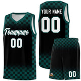 Custom Black Midnight Green Classic Plaid Pattern Sports Uniform Basketball Jersey