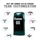 Custom Black Midnight Green Classic Plaid Pattern Sports Uniform Basketball Jersey