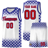 Custom White Royal Classic Plaid Pattern Sports Uniform Basketball Jersey