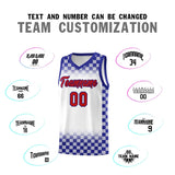 Custom White Royal Classic Plaid Pattern Sports Uniform Basketball Jersey