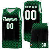 Custom Black Kelly Green Classic Plaid Pattern Sports Uniform Basketball Jersey