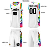 Custom White Side Flame Pattern Fashion Sports Uniform Basketball Jersey