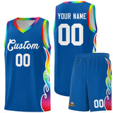 Custom Royal Side Flame Pattern Fashion Sports Uniform Basketball Jersey