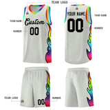 Custom Gray Side Flame Pattern Fashion Sports Uniform Basketball Jersey