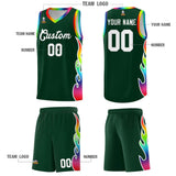 Custom Hunter Green Side Flame Pattern Fashion Sports Uniform Basketball Jersey