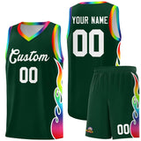 Custom Hunter Green Side Flame Pattern Fashion Sports Uniform Basketball Jersey