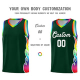 Custom Hunter Green Side Flame Pattern Fashion Sports Uniform Basketball Jersey