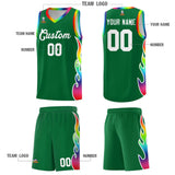 Custom Kelly Green Side Flame Pattern Fashion Sports Uniform Basketball Jersey