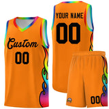 Custom Orange Side Flame Pattern Fashion Sports Uniform Basketball Jersey