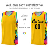 Custom Yellow Side Flame Pattern Fashion Sports Uniform Basketball Jersey