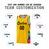 Custom Yellow Side Flame Pattern Fashion Sports Uniform Basketball Jersey