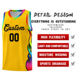 Custom Yellow Side Flame Pattern Fashion Sports Uniform Basketball Jersey