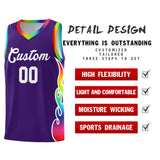 Custom Purple Side Flame Pattern Fashion Sports Uniform Basketball Jersey