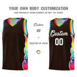 Custom Brown Side Flame Pattern Fashion Sports Uniform Basketball Jersey