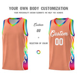 Custom Light Orange Side Flame Pattern Fashion Sports Uniform Basketball Jersey