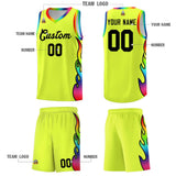 Custom Fluorescent Green Side Flame Pattern Fashion Sports Uniform Basketball Jersey
