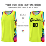 Custom Fluorescent Green Side Flame Pattern Fashion Sports Uniform Basketball Jersey