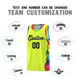 Custom Fluorescent Green Side Flame Pattern Fashion Sports Uniform Basketball Jersey