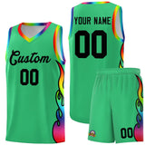 Custom Kelly Green Side Flame Pattern Fashion Sports Uniform Basketball Jersey