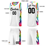 Custom White Side Flame Pattern Fashion Sports Uniform Basketball Jersey