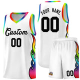 Custom White Side Flame Pattern Fashion Sports Uniform Basketball Jersey