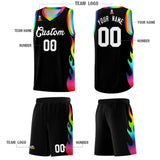 Custom Black Side Flame Pattern Fashion Sports Uniform Basketball Jersey