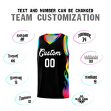 Custom Black Side Flame Pattern Fashion Sports Uniform Basketball Jersey