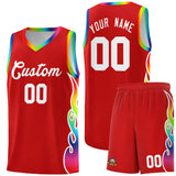 Custom Red Side Flame Pattern Fashion Sports Uniform Basketball Jersey
