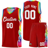 Custom Red Side Flame Pattern Fashion Sports Uniform Basketball Jersey