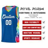 Custom Royal Side Flame Pattern Fashion Sports Uniform Basketball Jersey