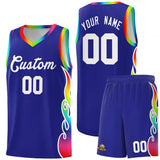 Custom Royal Side Flame Pattern Fashion Sports Uniform Basketball Jersey
