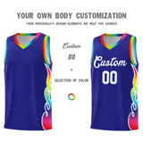Custom Royal Side Flame Pattern Fashion Sports Uniform Basketball Jersey