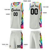 Custom Gray Side Flame Pattern Fashion Sports Uniform Basketball Jersey
