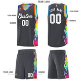 Custom Dark Gray Side Flame Pattern Fashion Sports Uniform Basketball Jersey