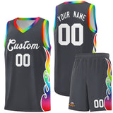 Custom Dark Gray Side Flame Pattern Fashion Sports Uniform Basketball Jersey