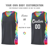 Custom Dark Gray Side Flame Pattern Fashion Sports Uniform Basketball Jersey