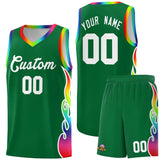 Custom Kelly Green Side Flame Pattern Fashion Sports Uniform Basketball Jersey