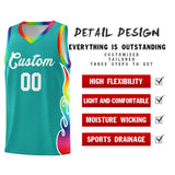 Custom Aqua Side Flame Pattern Fashion Sports Uniform Basketball Jersey