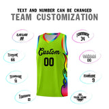 Custom Neon Green Side Flame Pattern Fashion Sports Uniform Basketball Jersey