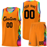 Custom Orange Side Flame Pattern Fashion Sports Uniform Basketball Jersey