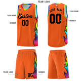 Custom Texas Orange Side Flame Pattern Fashion Sports Uniform Basketball Jersey