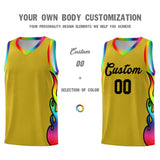 Custom Old Gold Side Flame Pattern Fashion Sports Uniform Basketball Jersey