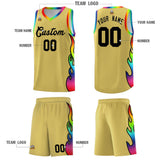 Custom Old Gold Side Flame Pattern Fashion Sports Uniform Basketball Jersey