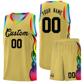 Custom Old Gold Side Flame Pattern Fashion Sports Uniform Basketball Jersey