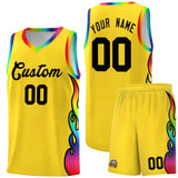 Custom Gold Side Flame Pattern Fashion Sports Uniform Basketball Jersey