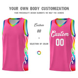 Custom Pink Side Flame Pattern Fashion Sports Uniform Basketball Jersey